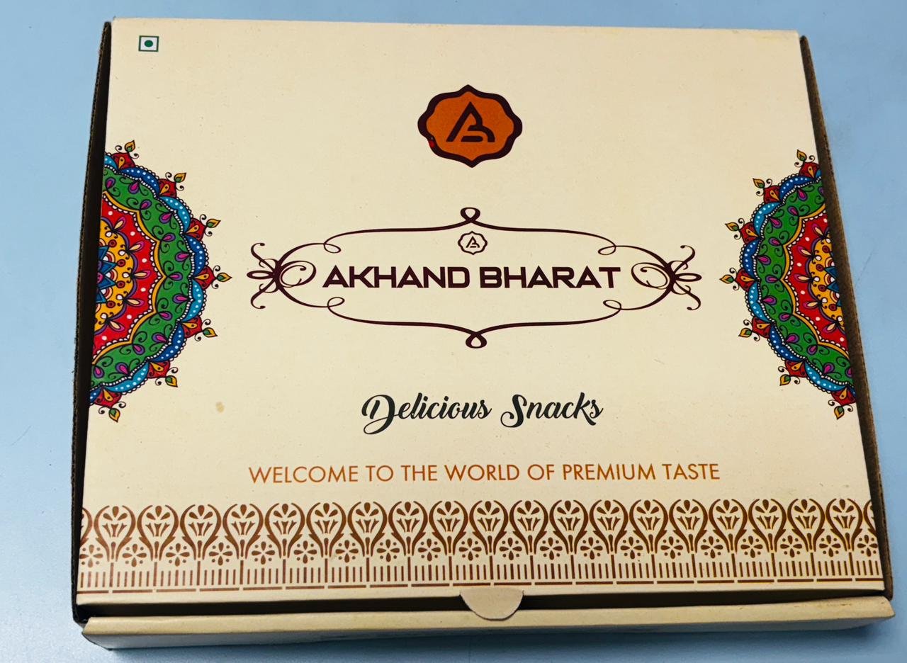 Akhand Bharat Delicious Snacks catering printed box